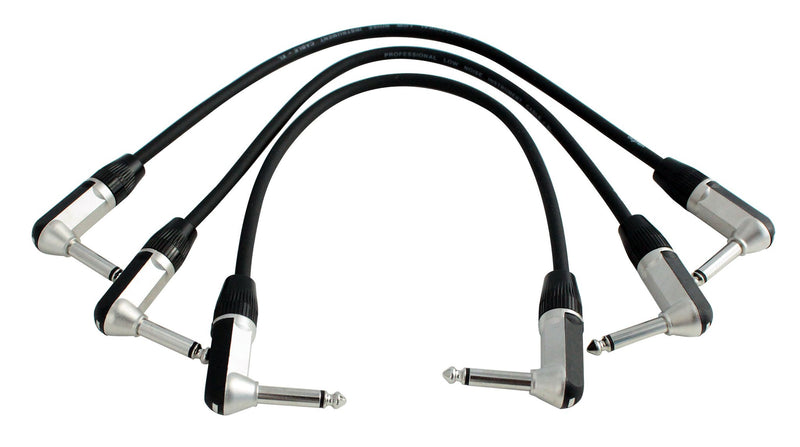Digiflex Pedal 1' Patch Cables with Right Angle 1/4'' TS (3-Pack)