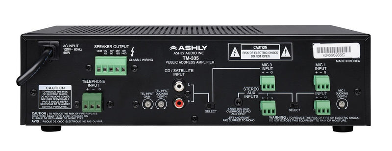 Ashly TM-335 Public Address Mixer/Amplifier 35w/70v