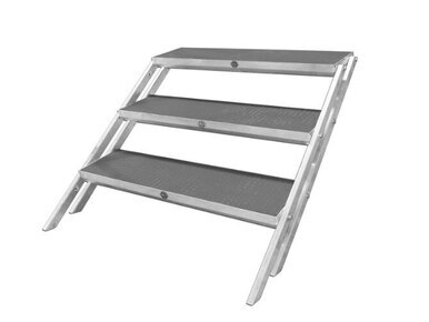 Intellistage AT4ST3 All-Terrain 3-Step Stair Assembly for 24"-32" Stages, Industrial Finish