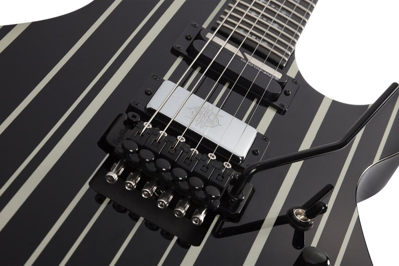 Schecter 1741-SHC Synyster Gates Custom-S Ebony Board Electric Guitar - Black/Silver Stripes