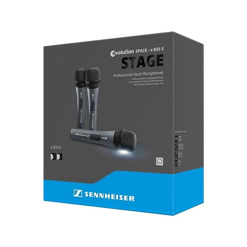 Sennheiser 3 Pack E 835-S Wired Microphones w/Switch