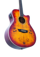 Washburn DFBACEA Deep Forest Burl Grand Auditorium Acoustic-Electric Guitar - Amber Fade