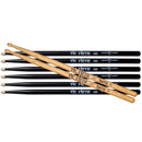 Vic Firth American Classic 5B Drumsticks With Black Finish & Free Pair Of 5BT Terra (4-Pair Value Pack)