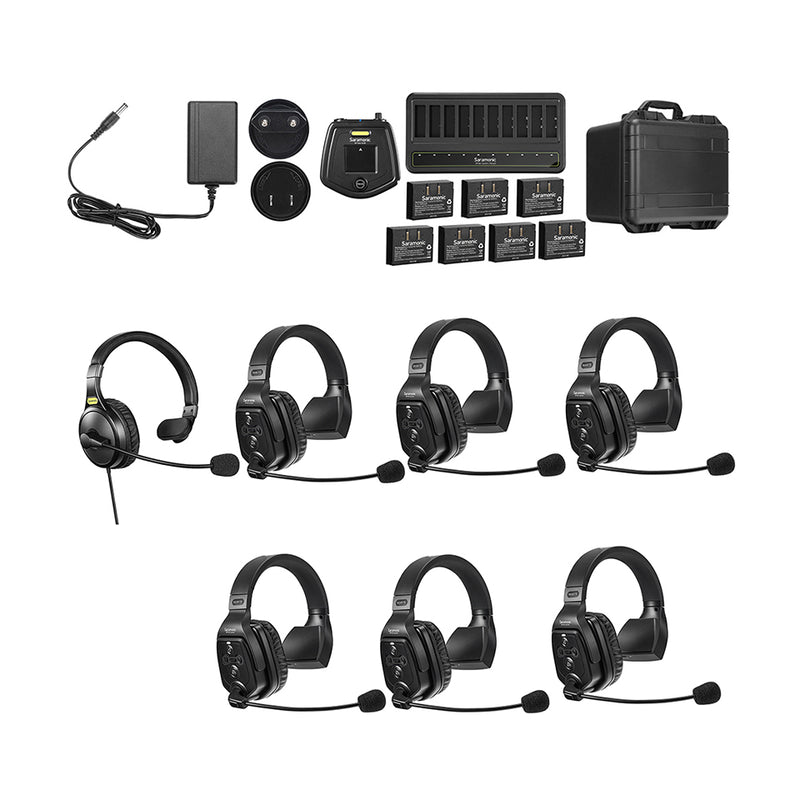 Saramonic 7-Person Full-Duplex Wireless Intercom System with Single-Ear Remote Headsets (1.9 GHz)