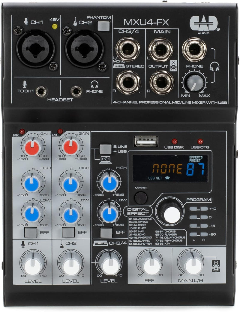 CAD MXU4-FX 4-Channel Mixer With USB Interface And Digital Effects