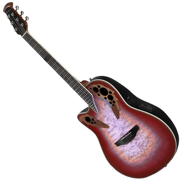 Ovation Celebrity Elite Left-Handed Acoustic/Electric Guitar - Quilt Ruby Red