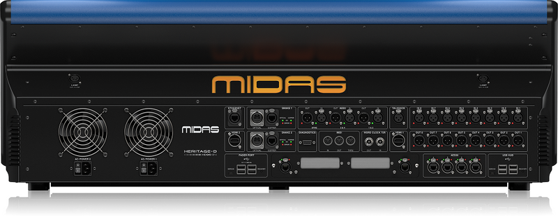 Midas Heritage HD96-24-CC-TP Digital Console With 144 Input Channels, 120 Flexible Mix Buses, 96 kHz Sample Rate, 21" Touch Screen and Touring Grade Road Case