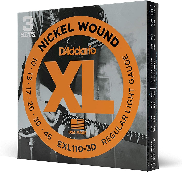 D'Addario EXL110-3D Nickel Wound Reg. Light 10-46 (3 Pack)