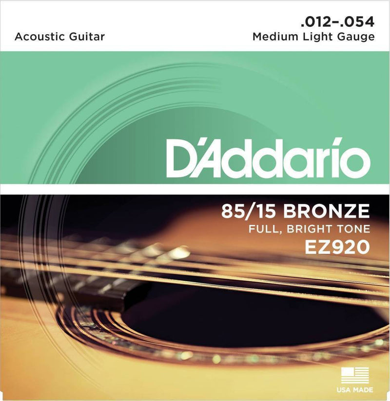 D'Addario EZ920 85/15 Bronze Acoustic Guitar Strings 12-54